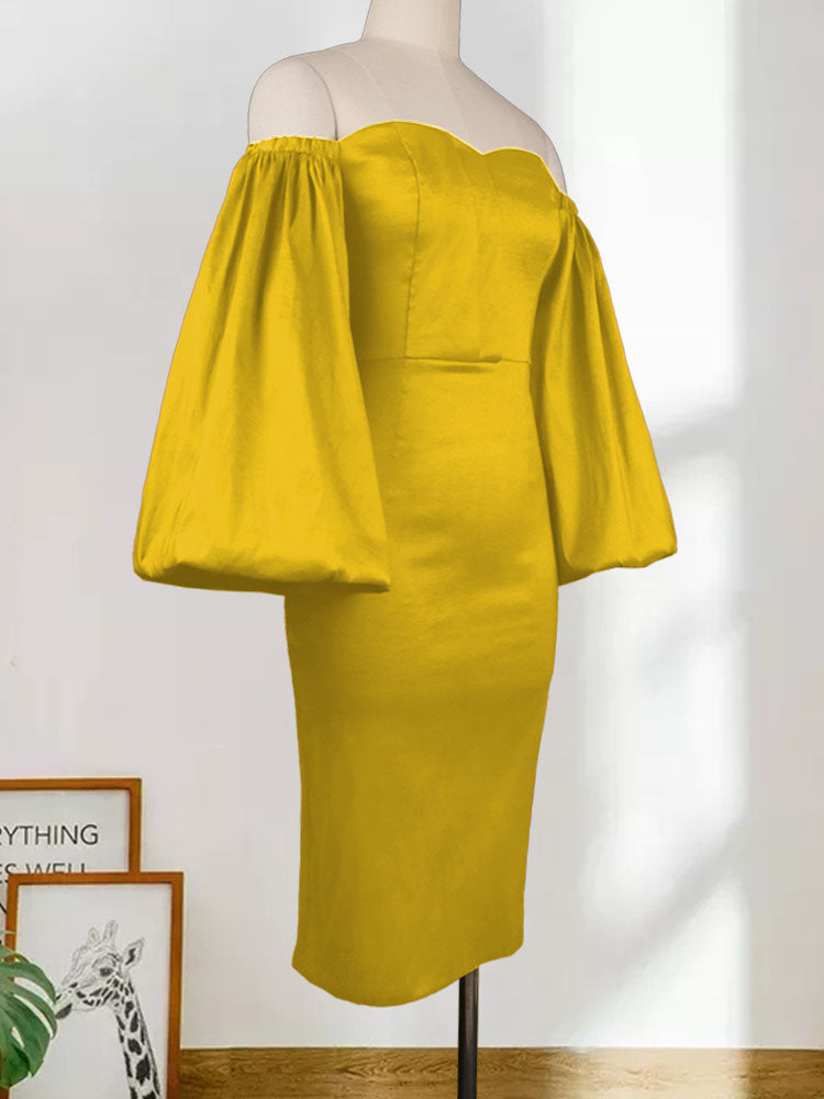Lantern Sleeve Midi Dress - View 7 | Lwiis