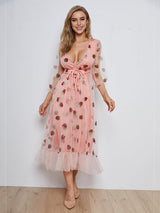 Strawberry Sequin Maxi Dress - View 14 | Lwiis