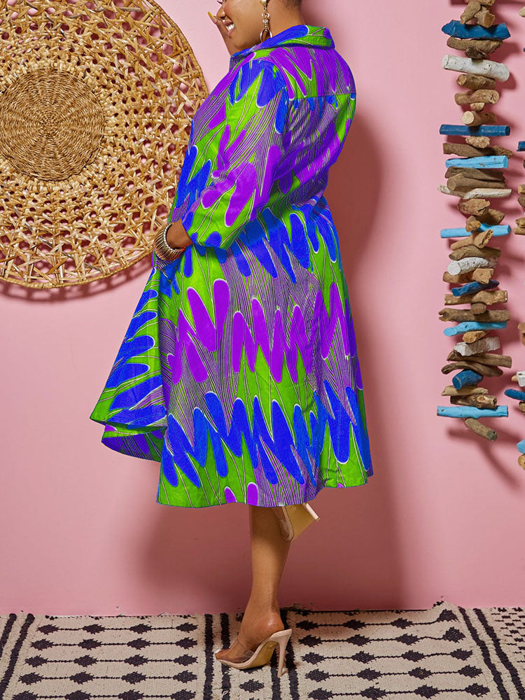 Printed A-Line Midi Dress - View 9 | Lwiis