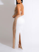 One Shoulder Asymmetrical Mesh Dress with Beaded Embellishments - View 10 | Lwiis