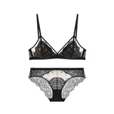 Sexy Bra Set Lace Eyelashes Bra Triangle Cup Lingerie