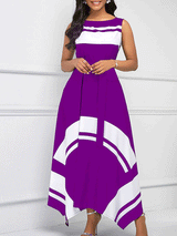 Asymmetric Hem Sleeveless Maxi Dress with geometric print - View 10 | Lwiis