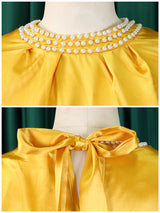 Pearl Embellished Mock Neck Ruffle Dress - View 14 | Lwiis