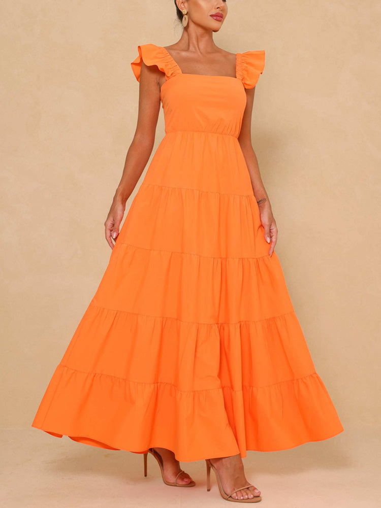 Sleeveless square neck A-line maxi dress - View 6 | Lwiis