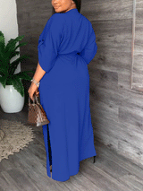 V Neck Drawstring Waist Maxi Dress - View 9 | Lwiis