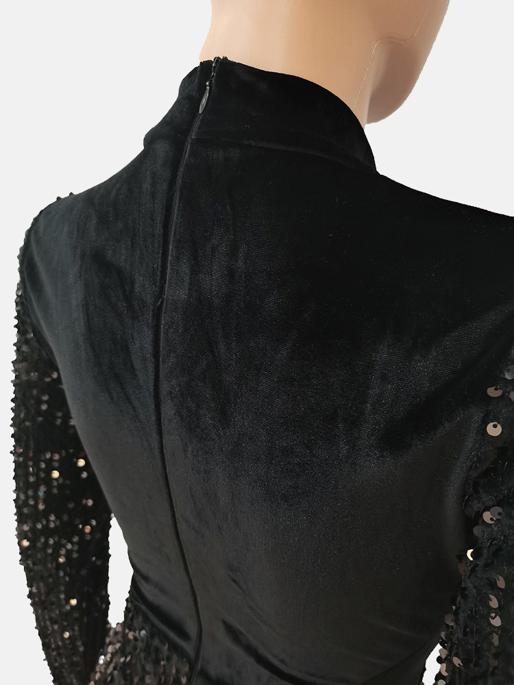 Sequin velvet mini dress - View 6 | Lwiis
