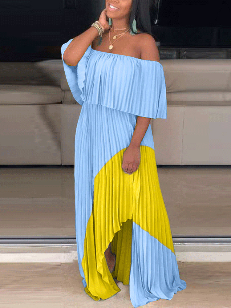 Ruffle Off Shoulder Maxi Dress - View 9 | Lwiis