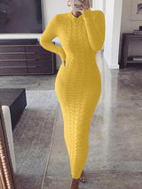 Long sleeve knit maxi dress with geometric pattern - View 13 | Lwiis