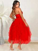 Rhinestone Tulle Midi Dress - View 10 | Lwiis