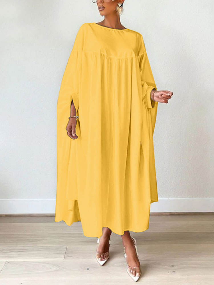 A woman wearing a casual batwing sleeve maxi dress - View 8 | Lwiis