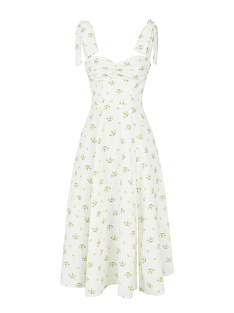 Ruched Midi Dress with High Slit - View 8 | Lwiis
