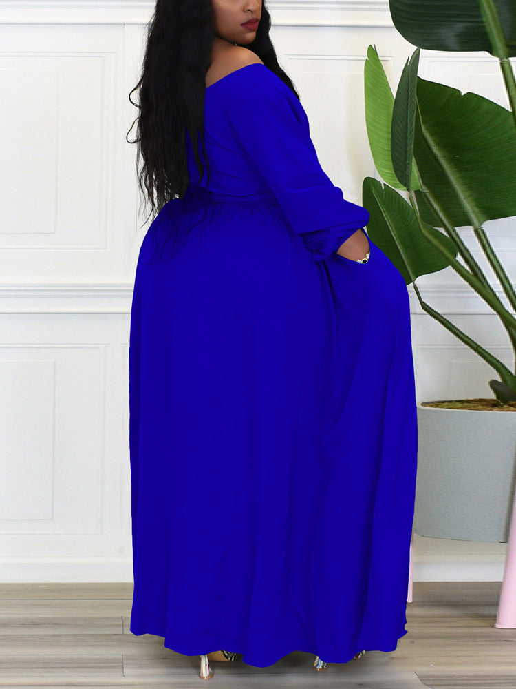 Off shoulder belted maxi dress - View 6 | Lwiis