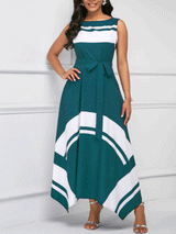 Asymmetric Hem Sleeveless Maxi Dress with geometric print - View 12 | Lwiis
