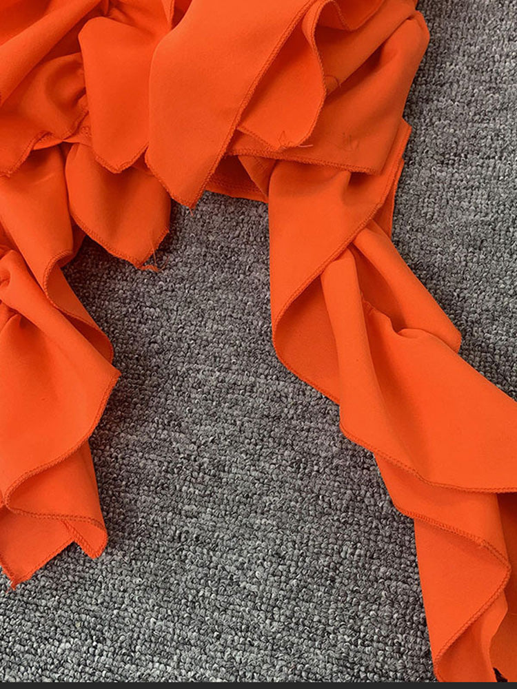 Floral asymmetrical dress with ruffle detailing - View 7 | Lwiis