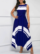 Asymmetric Hem Sleeveless Maxi Dress with geometric print - View 7 | Lwiis