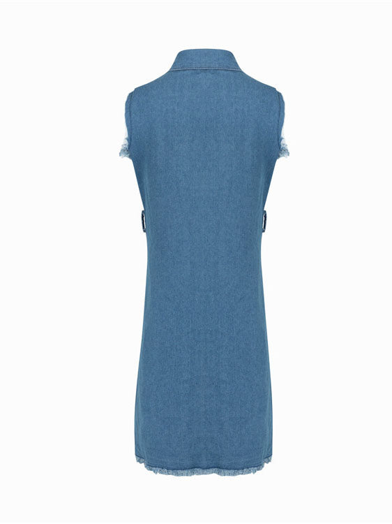 Button Front Denim Dress - View 11 | Lwiis