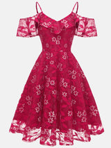 Floral Lace A-Line Midi Dress - View 6 | Lwiis