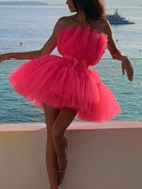 Tulle Bow Cocktail Dress - View 7 | Lwiis