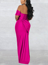 Off-shoulder maxi dress with high slit - View 8 | Lwiis