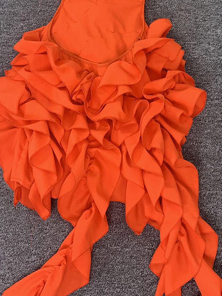 Floral asymmetrical dress with ruffle detailing - View 8 | Lwiis