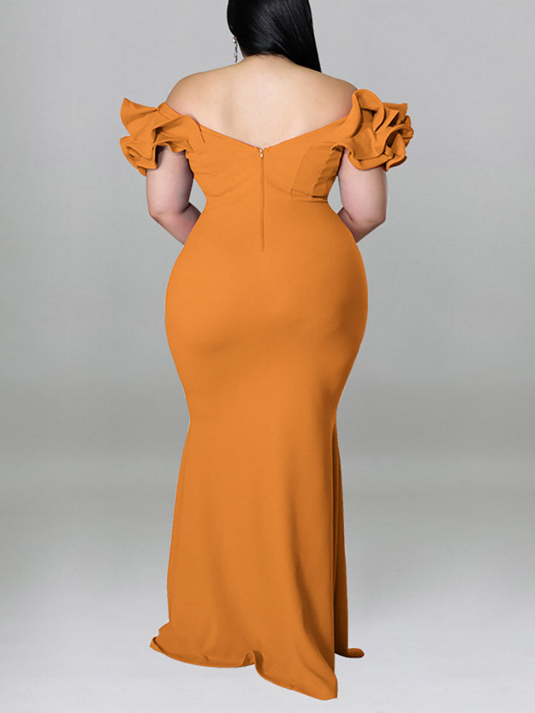 Ruffle Sleeve Mermaid Dress - View 8 | Lwiis
