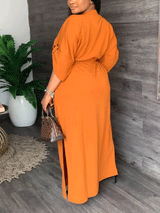 V Neck Drawstring Waist Maxi Dress - View 11 | Lwiis