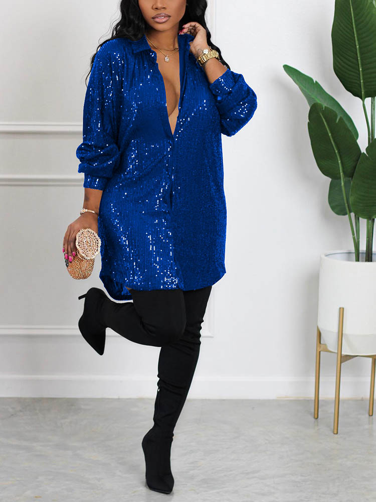 Sequin shirt dress - View 18 | Lwiis