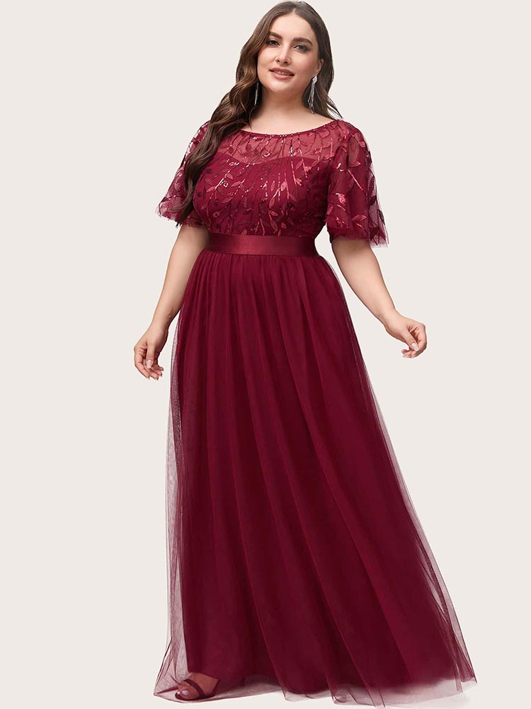 Embellished party dress with tulle skirt and flutter sleeves - View 17 | Lwiis