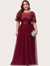 Embellished party dress with tulle skirt and flutter sleeves - View 15 | Lwiis