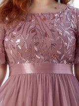 Embellished party dress with tulle skirt and flutter sleeves - View 6 | Lwiis