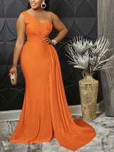 Elegant one-shoulder maxi dress - View 17 | Lwiis