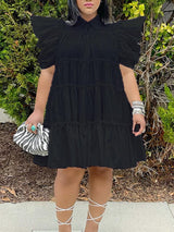 Puff sleeve collared mini dress - View 15 | Lwiis