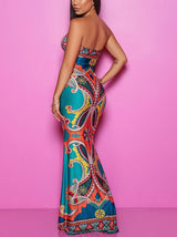 Strapless maxi dress with vibrant print - View 7 | Lwiis