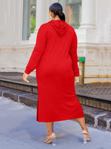 Solid color long sleeve hoodie dress - View 9 | Lwiis