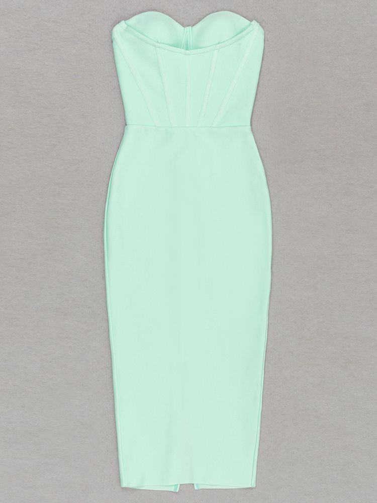 Sleeveless sweetheart neck midi dress - View 6 | Lwiis