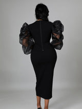 Elegant puff sleeve maxi dress - View 13 | Lwiis