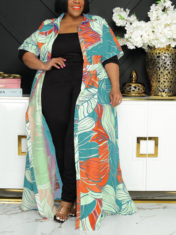 Printed V-neck maxi dress with short sleeves and a belted waist - View 17 | Lwiis