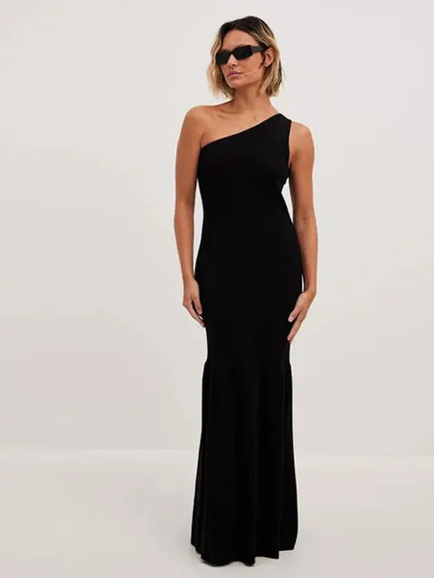 One shoulder knit maxi dress - View 7 | Lwiis