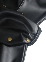 Faux Leather Belted Sheath Dress - View 6 | Lwiis