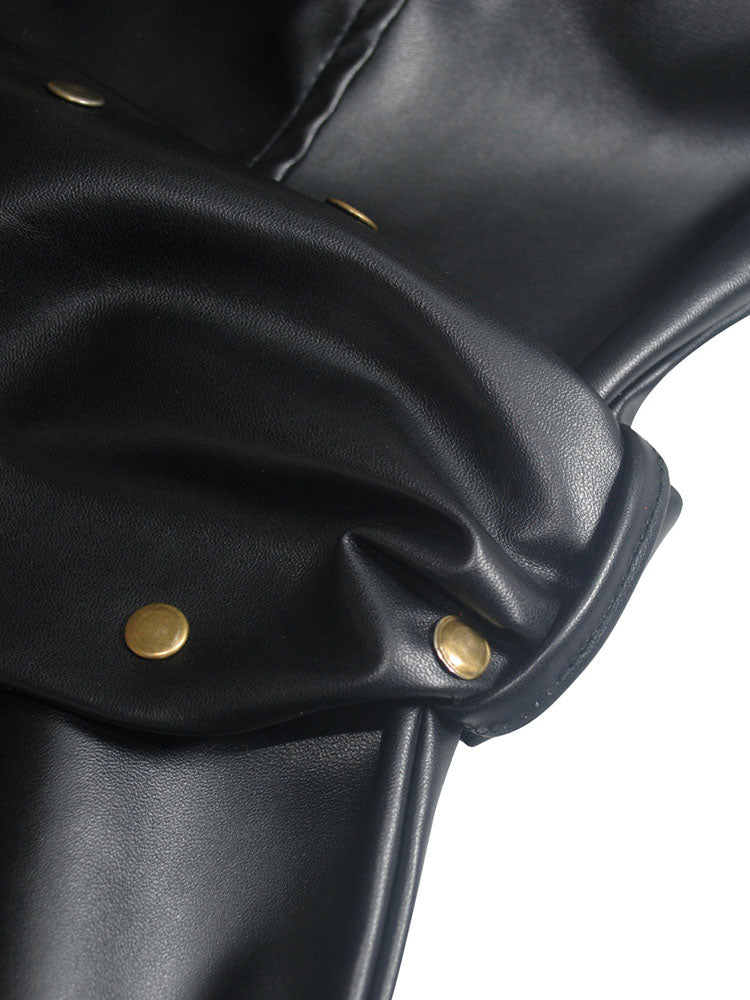 Faux Leather Belted Sheath Dress - View 6 | Lwiis