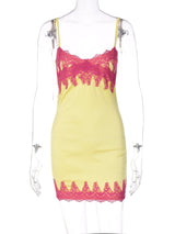 Lace Trim Mini Slip Dress - View 7 | Lwiis