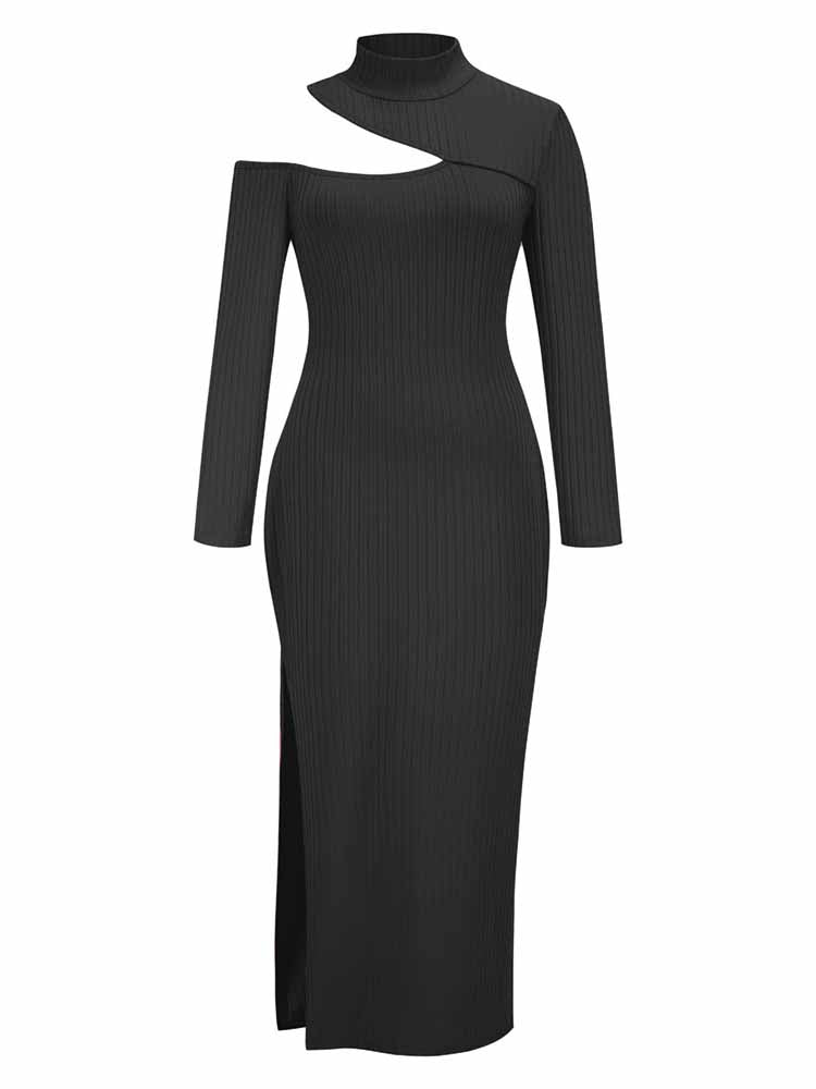 Elegant cut out maxi dress with high slit - View 14 | Lwiis