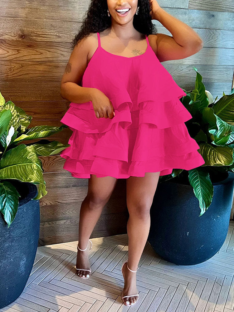 Spaghetti strap ruffle dress - View 25 | Lwiis