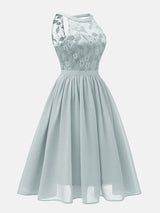 Lace Bodice Chiffon Sleeveless Midi Dress - View 17 | Lwiis