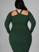 Ribbed Cut-Out Halter Midi Dress - View 12 | Lwiis