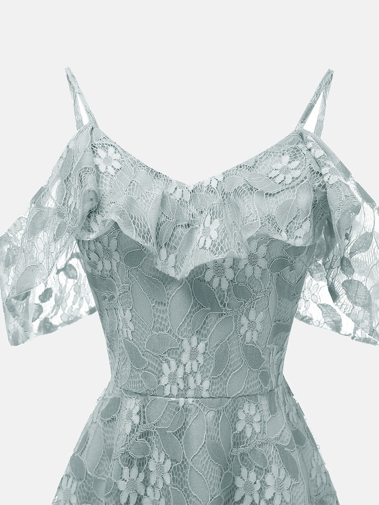 Floral Lace A-Line Midi Dress - View 14 | Lwiis