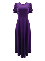 Puff Sleeve Cut-Out Back Dress - View 11 | Lwiis