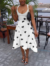 Heart printed ruched midi dress - View 8 | Lwiis