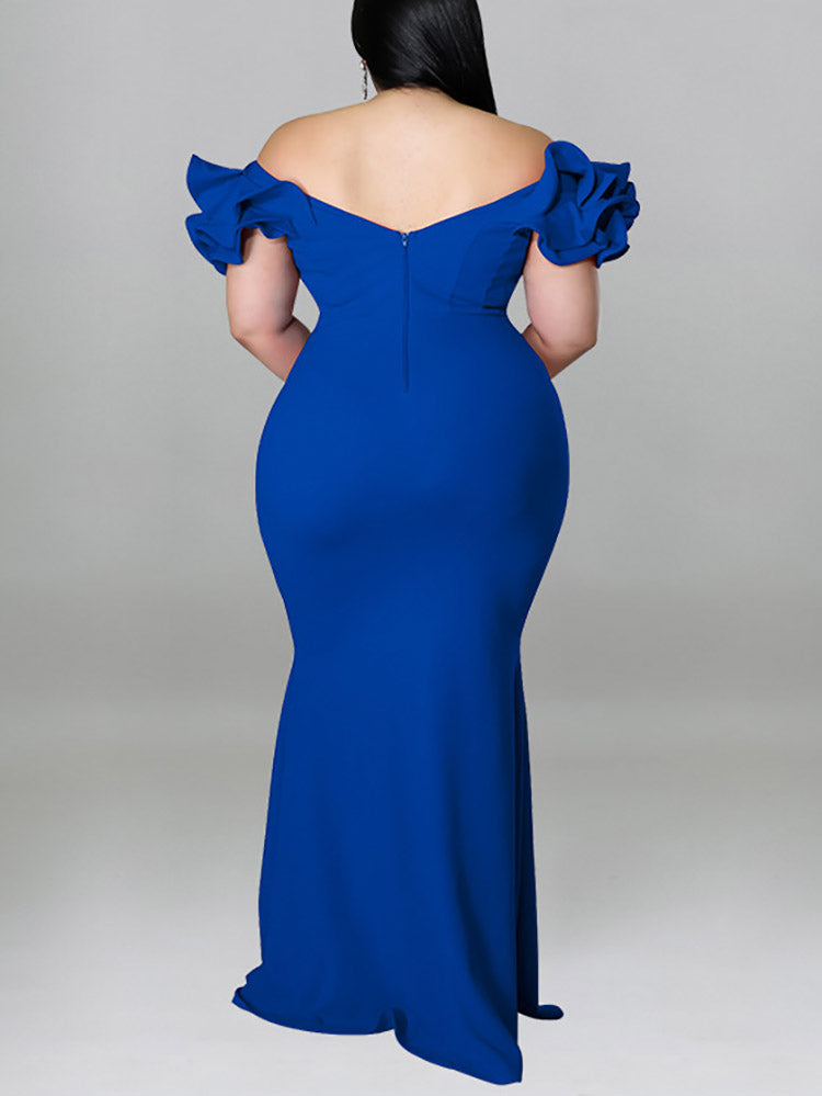 Ruffle Sleeve Mermaid Dress - View 11 | Lwiis