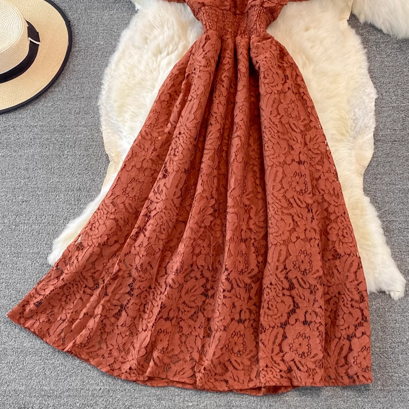 Lace flutter sleeve maxi dress - View 8 | Lwiis